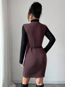 Rafferiza 女士秋冬新款设计，采用独特的黑白条纹和立体蝴蝶结，独特百搭，展现温柔的法式休闲优雅，通勤长袖毛衣 - 棕色 - 查看 2