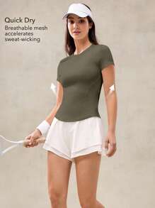 OutZeal 女士健身服运动背心普拉提套装健身上衣凉爽透气下摆运动上衣 - 綠色 - 查看 2