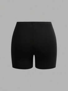 SHEIN EZwear Bộ 4 quần legging ngắn bó sát màu đen, trắng, hồng dành cho nữ, thích hợp mặc vào mùa hè - Nhiều màu - Xem 5