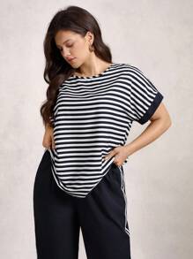 Zelara 大码秋季女装女士条纹印花上衣配裤子，两件套教师装女士服装套装旅行装机场装