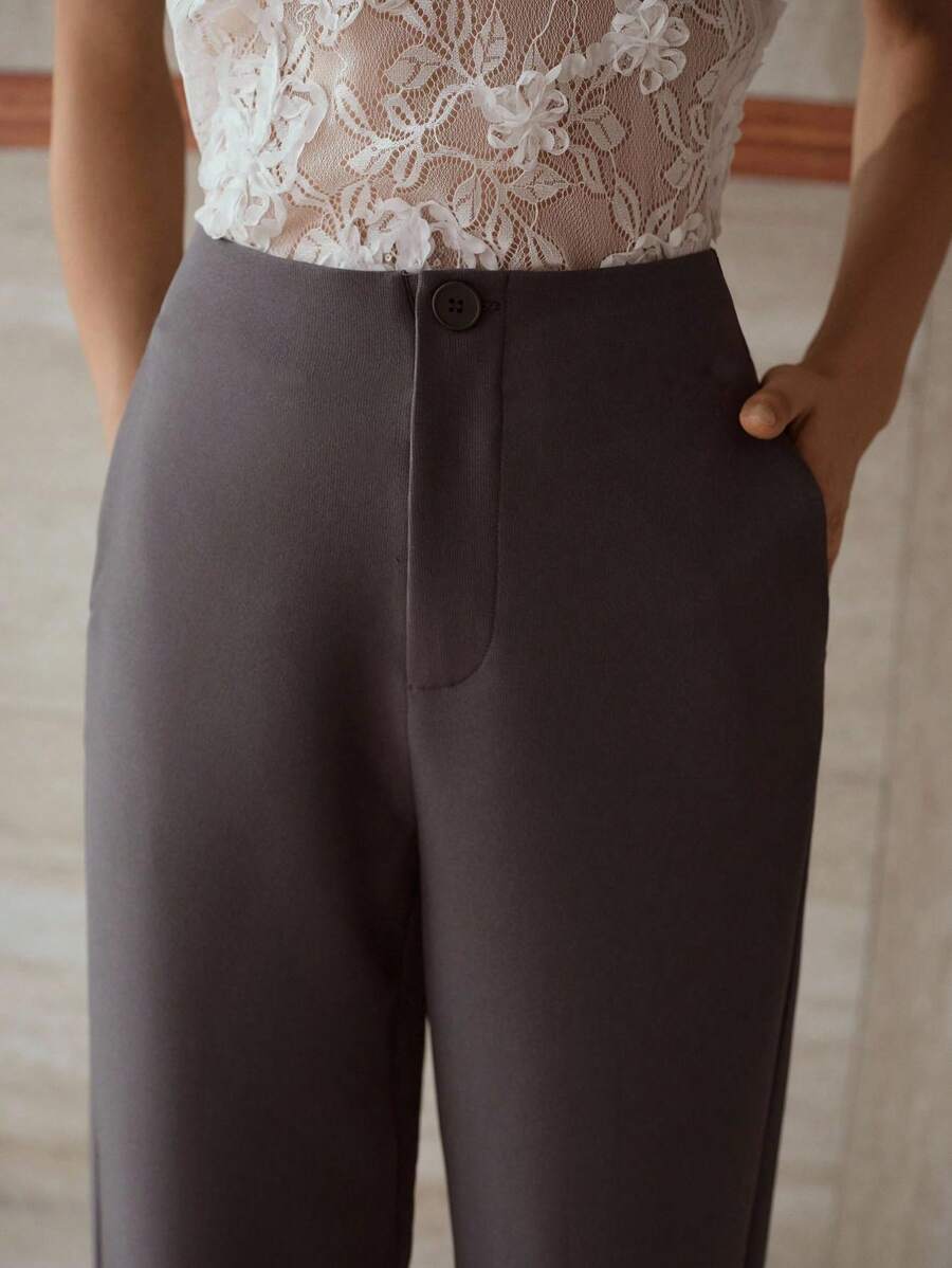 MOTF PREMIUM SLANT POCKET STRAIGHT LEG PANTS - Grey - View 2