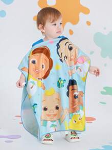 CoComelon X SHEIN 可爱卡通海洋动物鲸鱼连帽斗篷毛巾，适合幼儿，超强吸水超细纤维，速干，不起毛，保暖，适合 2-6 岁儿童，可用于沐浴、游泳、海滩 - 藍色 - 查看 8