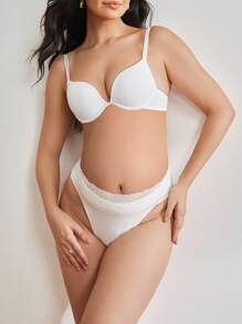 2pcs Maternity Contrast Lace Briefs Set - Multicolor - View 5