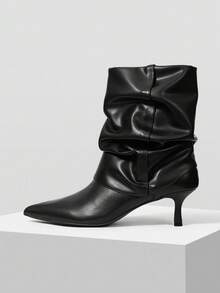 MOTF 尖头侧拉链中筒靴 - 黑色 - 查看 2