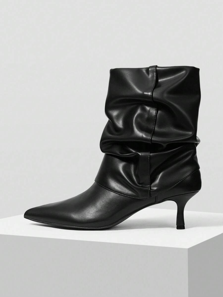 MOTF 尖头侧拉链中筒靴 - 黑色 - 查看 2
