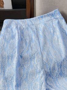 SHEIN Clasi Elegantes romantisches blaues Spitzenkleid aus Composite-Gewebe, entworfen für tägliche Fahrten, Dates, Einkaufen, Ausflüge und andere Anlässe, Frühling/Sommer - Blau - Übersicht 7