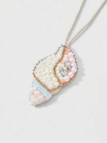 ROMWE Fairycore 1pc Sea Style Handcrafted Beaded, Sequin, Pearl & Leather Charm - Multicolor - View 3