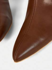 Mnmlis New Brown Pointed Toe Thigh High Boots, European And American Style - Coffee Brown - View 5