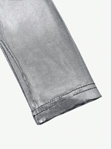 Avenne Body de manga larga con cuello alto estilo Y2K plateado brillante para mujer, elegante y sexy, para otoño/invierno