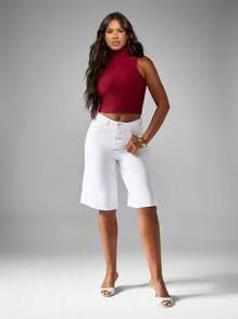 MISSGUIDED Sleeveless Mock Neck Crop Top High Neck Form Fitting Summer Tank Fashion Basic Essential Turtleneck Fitted Clubwear Evening Party Fall Winter Spring - Brown - View 5