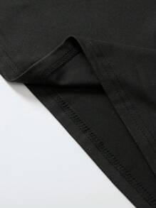 SHEIN Unity Camiseta de cuello redondo con estampado de calavera de Halloween, top casual de manga corta para primavera y verano - Negro - Ver 6