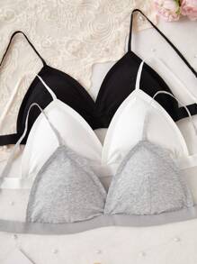 French Triangle Cup Wireless Bra, Adjustable Strap, Backless Design, Suitable For Teen Girl Bras Back To School Fashion