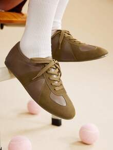 CUCCOO EASI Giày thể thao nữ thời trang thoải mái giản dị thiết kế tối giản - Màu Khaki - Xem 2