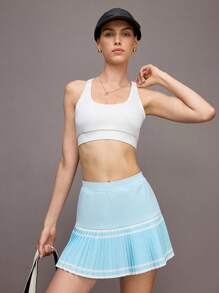 Activina Activina High Waist Pleated Contrast Color Stripe Sports Skirt Shorts