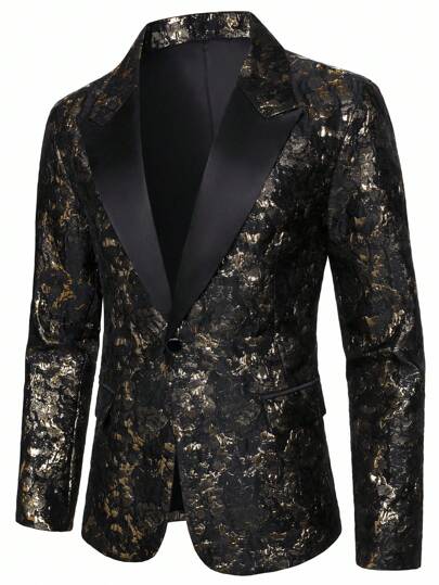 Manfinity AFTRDRK 男士提花中式领单排扣派对西装外套