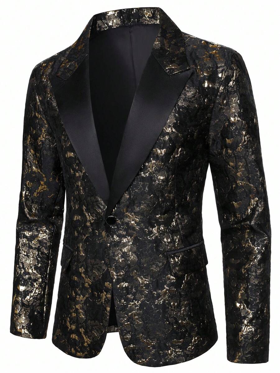 Manfinity AFTRDRK 男士提花中式领单排扣派对西装外套