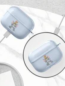 TOM & JERRY X SHEIN 时尚可爱卡通老鼠和猫印花透明耳机盒 - 無色 - 查看 6