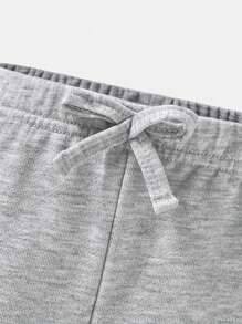 SHEIN Explorewe 女童阔腿运动裤，蝴蝶结腰带，蝴蝶印花，休闲校园风，灰色，适合秋冬季返校季穿着。