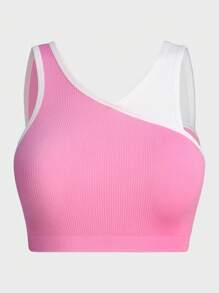 SHEIN Dewbera Débardeur de fitness court à couleurs contrastées pour femmes - Rose bonbon - Voir 6