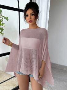 Chiquease Stylish Batwing Cardigan Poncho For Women, Loose Casual Lightweight Knitted Shawl Outwear, Spring/Summer Knitted Sweater Casual Outfits Spring Clothes For University