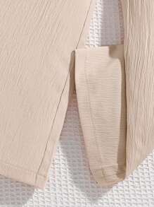 SHEIN 2 件套春秋休闲百搭女童卡其色长裤和长袖夹克套装 - 卡其色 - 查看 7