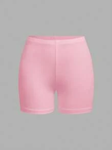 SHEIN EZwear Bộ 4 quần legging ngắn bó sát màu đen, trắng, hồng dành cho nữ, thích hợp mặc vào mùa hè - Nhiều màu - Xem 8