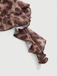 ROMWE J-Fashion 女士豹纹透明吊带背心性感V领露背不对称荷叶边下摆背心 - 彩色 - 查看 3