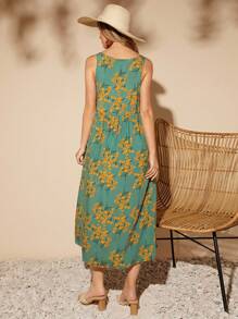 SHEIN Clasi Floral Print Scoop Neck Dress - Multicolor - View 2