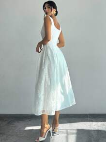 Firerie 女士白色露肩性感优雅 A 字长裙，适合宴会、婚礼、伴娘、复古、春夏、海滩、通勤、优雅、性感、度假、海滩、波西米亚、夏威夷、音乐节、浪漫、约会、婚礼季、毕业典礼、舞会、表演、音乐会、工作装 - 白色 - 查看 4