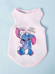 PETSIN 2件套宠物通用蓝色兔子可爱卡通印花时尚休闲舒适透气狗狗背心