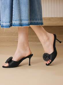 MOTF PREMIUM APPLIQUES PU LEATHER HEELED SANDALS - Black - View 3