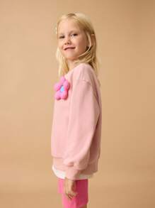 Maija Kids Maija Kids 2 件套女孩花卉图案 2 合 1 圆领运动衫和短裤套装，年轻女孩服装套装