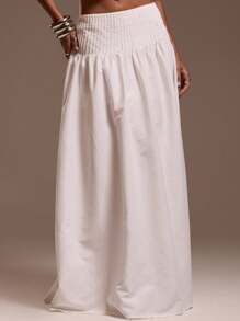 MUSERA Falda maxi plisada con cintura fruncida, apta para Ibiza, vacaciones, playa sexy, romántica, elegante, ocasiones, cumpleaños, bohemia, invierno, fiestas, Navidad, Acción de Gracias