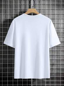 Manfinity Homme Men Solid Color Button Plain Half-Placket Short Sleeve Casual T-Shirt For Summer, For Going Out, For Friends - White - View 2