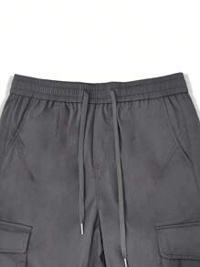 Manfinity Homme 男士休闲纯色工装裤 男士灰色工装裤 男士工装慢跑裤 男士工装裤 男士慢跑裤 灰色慢跑裤，秋季