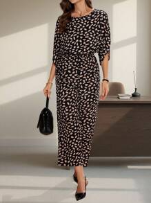 SHEIN Clasi 女式全印花高腰連身褲