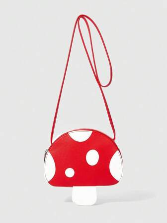 Kawaii Borsa a tracolla da donna a forma di fungo con colori a contrasto
