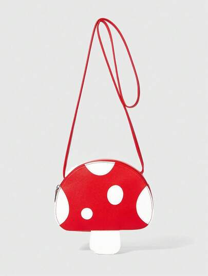 Kawaii Women's Contrast Color Cute Mushroom Shaped Crossbody Shoulder Bag