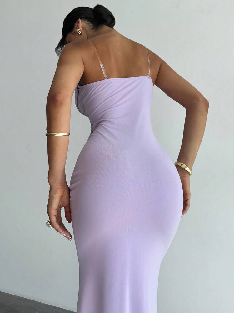 Firerie فستان ماكسي بخصر حافي مزخرف بفتحة رقبة على شكل ذيل السمكة، فستان متناسق جنسيًا، ثوب العروسة ، أنيق، جنسي، رومانسي، تاريخ، حفلة، موسم الزفاف، حفل التخرج، حفلات التخرج والحفلات الموسيقية - الأرجواني - مشاهدة 7