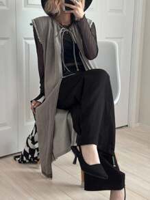 FRIFUL Blouse en denim décontractée et polyvalente pour femmes, avec col et ourlet en forme de nœud, de couleur gris clair, style ample et élégant