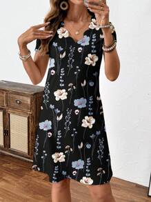 Breezaya 女式夏季度假蕾丝拼布扎染印花无袖连衣裙