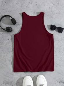 Manfinity Dauomo Men's Summer Casual Solid Color Slim Fit Tank Top - Burgundy - View 2