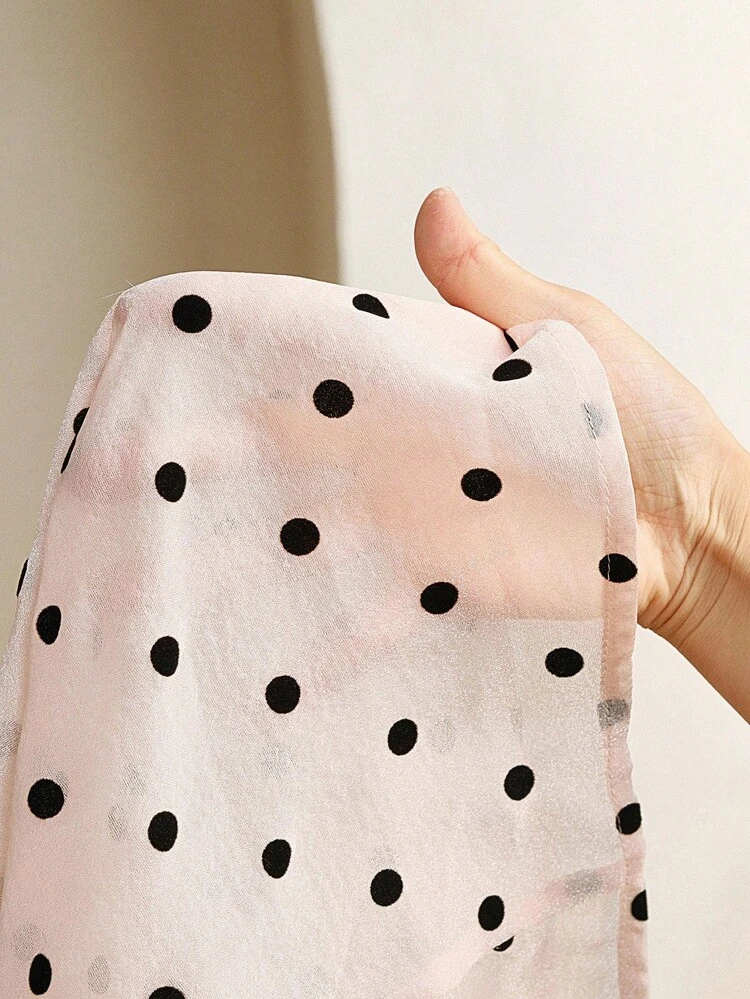 Fall & Winter Women's Clothing Wear Elegant, Simple, Modern, Romantic French Style Single-Breasted Button-Down Collar, Double-Layer Ruffles, Retro Polka Dot Perspective, Comfortable Mesh Fabric, Long Sleeves, Plus Size Women's Blouses
