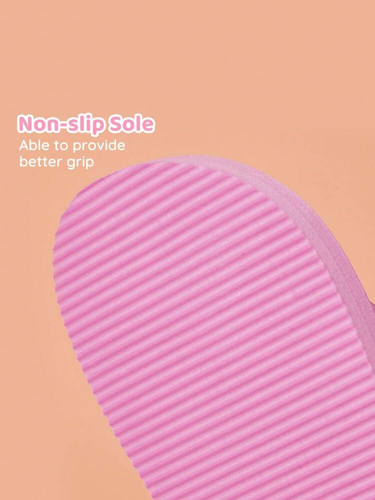 CoComelon X SHEIN Dép xỏ ngón màu hồng hoạt hình dễ thương cho bé gái, chất liệu EVA nhẹ, thích hợp sử dụng ngoài trời hoặc bãi biển - Hồng - Xem 4