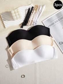 3pcs Teen GirlMinimalist Bralette With Removable Straps, Wireless, Strapless, Padded Bust Support Tube Top Bra,Backto SchoolFashion Backto SchoolFashion Fall Winter