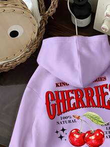 SHEIN Tween Girls Casual Loose Fit Thermal Lined Hoodie Sweatshirt, Thick For Autumn/Winter