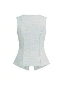 Ellevyn Gilet senza maniche in stile francese con bottoni metallici frontali, camicia adatta per uso durante gli spostamenti