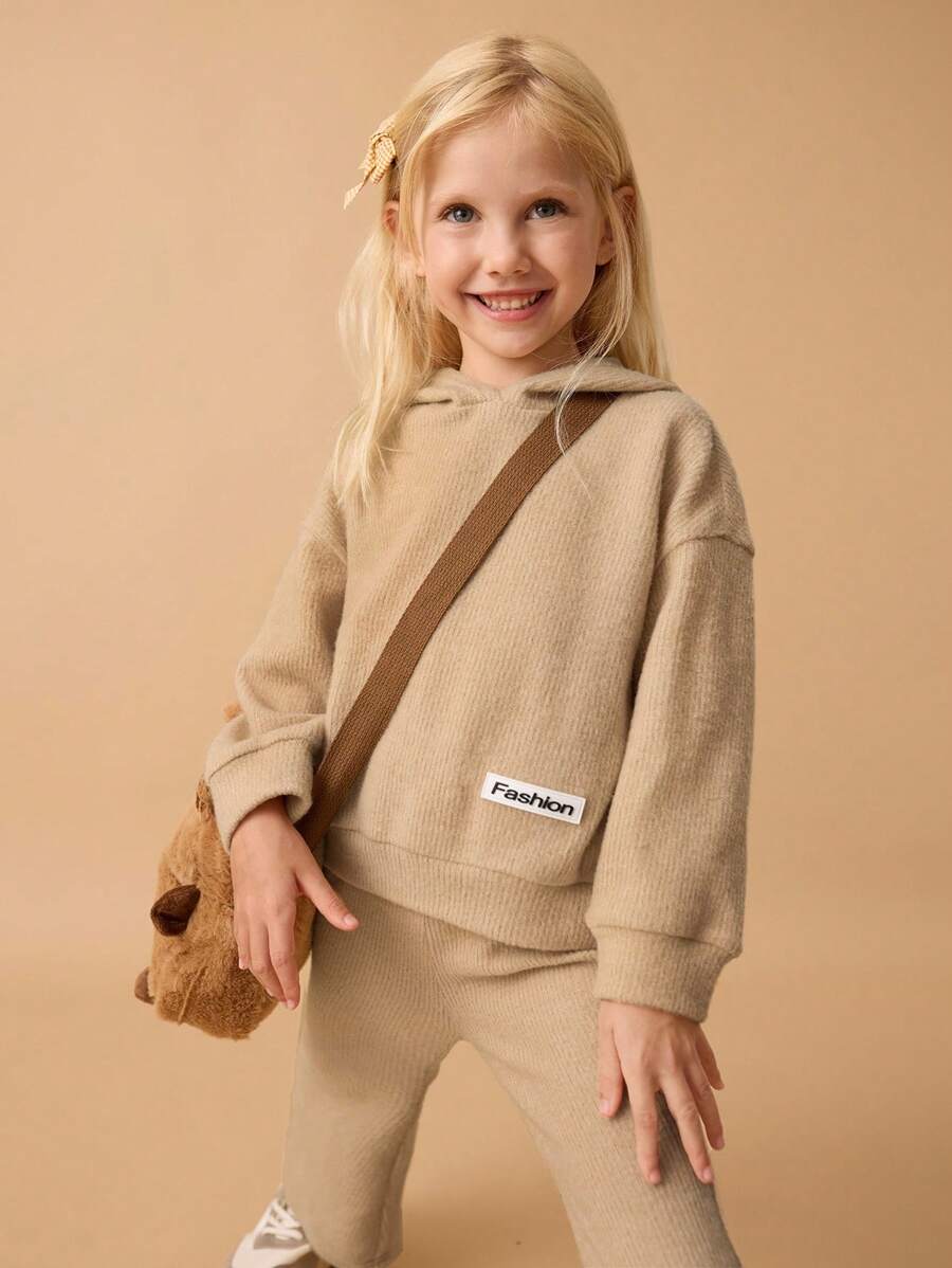 Maija Kids Maija Kids 2pcs/Set Young Girl Casual Hoodie Sweatshirt And Pants Outfit Toddler Girl Flare Pants Set Girls Knit Set Toddler Winter Set Girls Fall Outfit Set Girls Co Ord Set