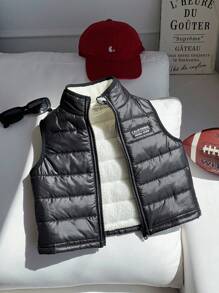 SHEIN 男婴/女婴休闲可爱百搭加厚羽绒背心外套，秋冬季男婴冬季服装 - 彩色 - 查看 3