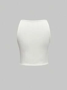 ROMWE Kawaii Women's Summer Casual Basic Ribbed Bow Strap Shorts Pajama Set - White - View 8